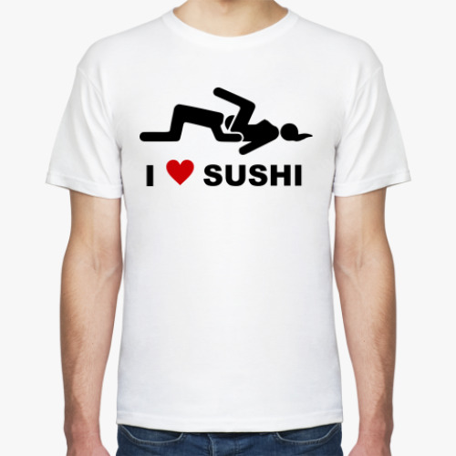 Футболка с принтом Я люблю суши