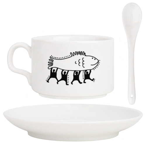 Кофейный набор с принтом Рыба