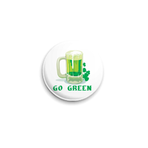 Значок 25мм с принтом  'Зеленое Пиво'