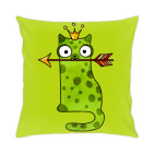 Подушка 35x35 см с цветной обратной стороной  Кошка лягушка Принцесса