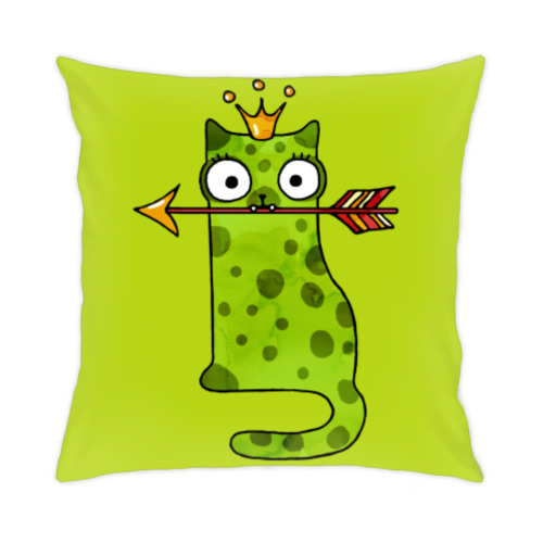 Подушка с принтом  Кошка лягушка Принцесса