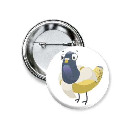 Значок 37мм с принтом Банано-голубь