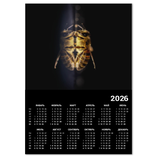 Календарь с принтом Зеркальная пчела