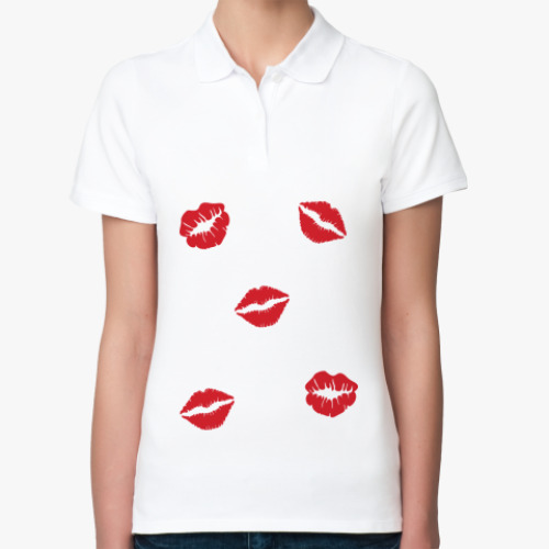 Женская рубашка поло (печать) с принтом Поцелуи