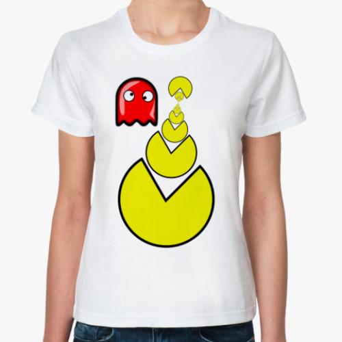 Классическая футболка с принтом Пакман