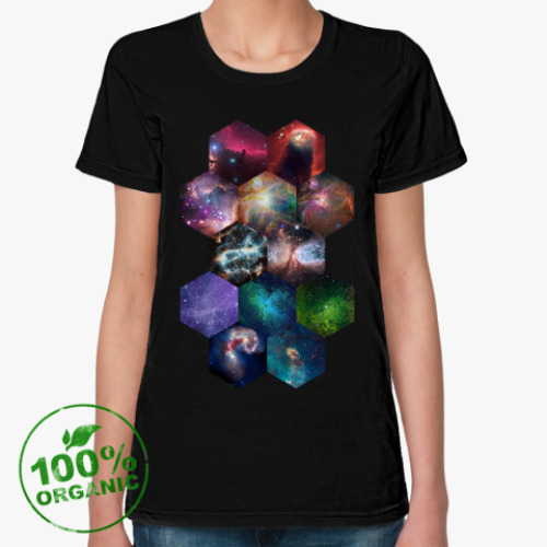 Женская футболка из органик-хлопка Космический гексагон