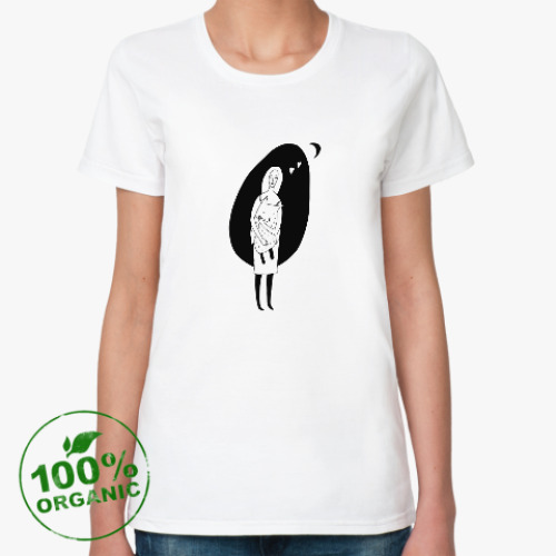 Женская футболка из органик-хлопка девушка и сова