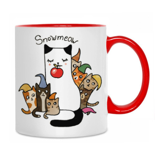 Кружка с принтом Сиамская кошка с котятами из сказки для детей