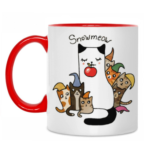 Кружка с принтом Сиамская кошка с котятами из сказки для детей