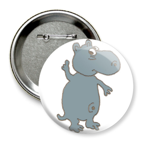 Значок 75мм бегемотик