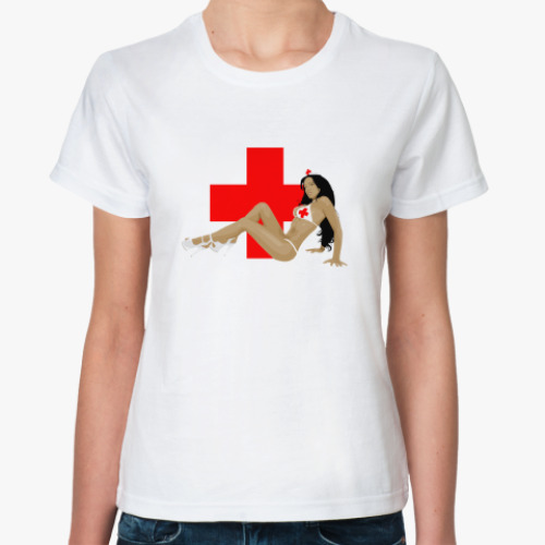 Классическая футболка с принтом Медсестра