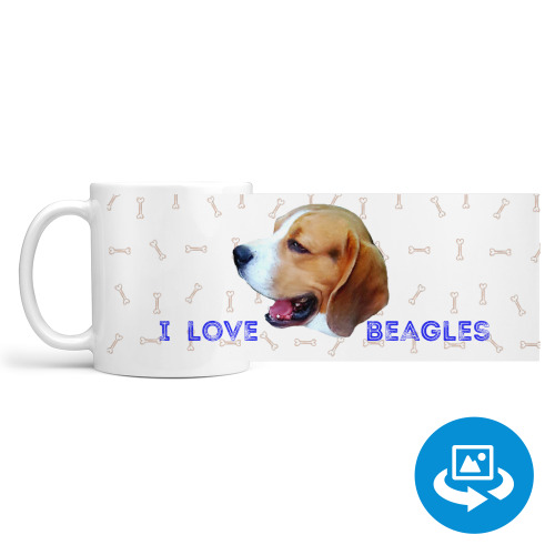 Кружка (круговая запечатка) с принтом Веселый Бигль