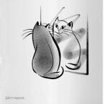 Отражение кота - день и ночь