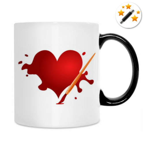 Кружка-хамелеон с принтом  СЕРДЦЕ