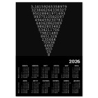 Календарь A4 2026, черный Число Пи пирамида