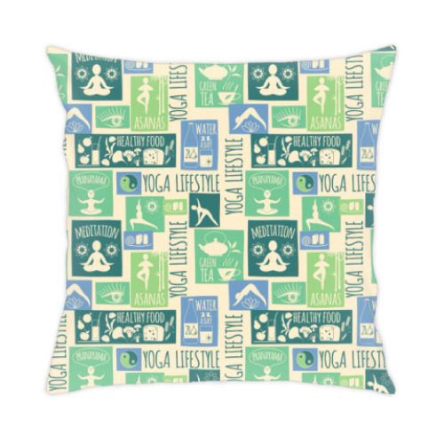 Подушка с принтом Йога