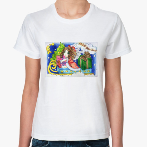 Классическая футболка с принтом 'С Новым Годом'