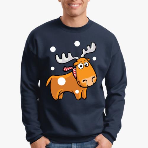 Свитшот с принтом Олень с шарфом