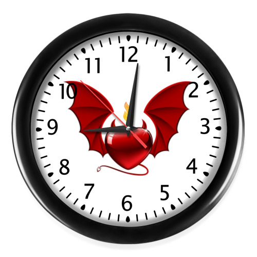 Настенные часы с принтом Сердце с крыльями