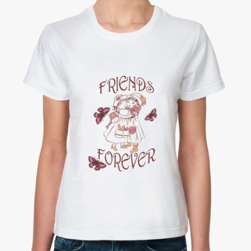 Классическая футболка с принтом Friends forever