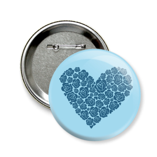 Значок 58мм 'Сердце из роз'