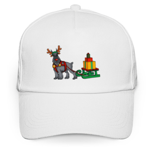 Кепка бейсболка с принтом Новогодний Шнауцер