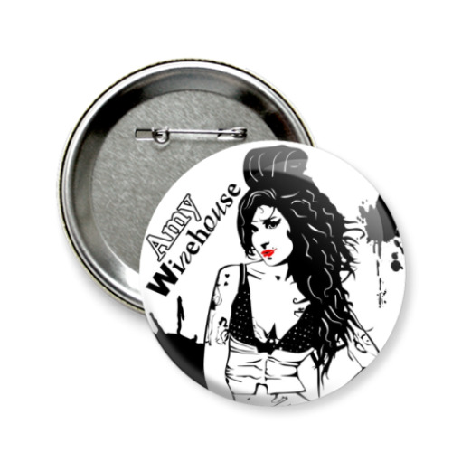 Значок 58мм с принтом Эми Уайнхаус - Amy Winehouse
