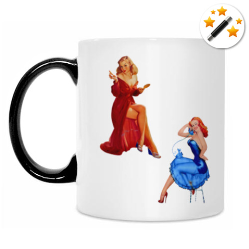 Кружка-хамелеон с принтом Приятная компания. Pin-up.