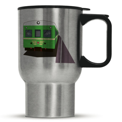 Кружка-термос с принтом герб и электропоезд