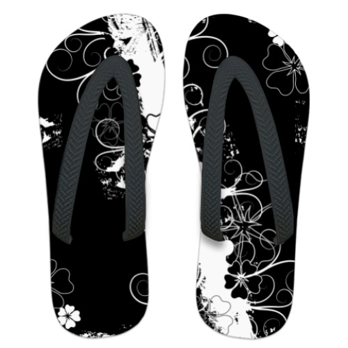 Шлепанцы (сланцы) с принтом Flower Pinstripes8