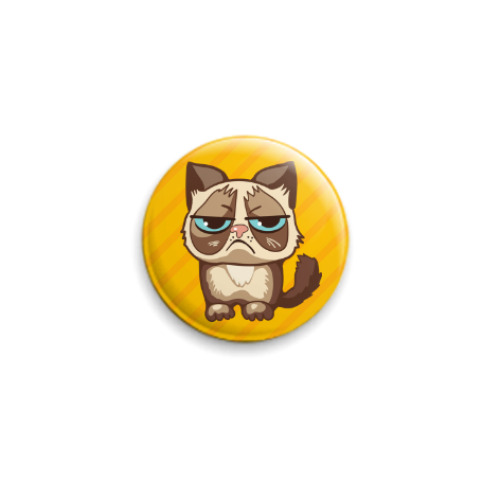 Значок 25мм с принтом Угрюмый кот Тард - Grumpy Cat