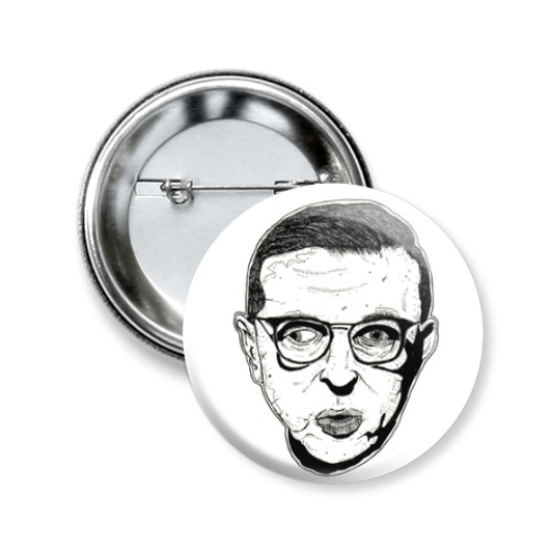 Значок 50мм с принтом Жан-Поль Сартр