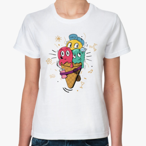 Классическая футболка Смешные шарики мороженного