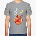 Классическая футболка Сова с чаем и снежинками