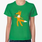 Веселая лиса с карамельным петушком в руках