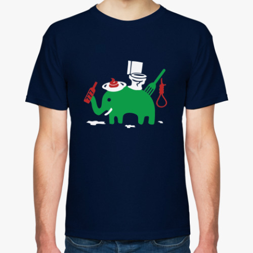 Футболка с принтом  Зеленый Слоник