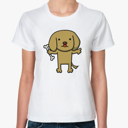 Классическая футболка с принтом 'Щенок'