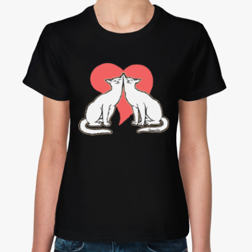 Женская футболка с принтом Влюблённые кошки