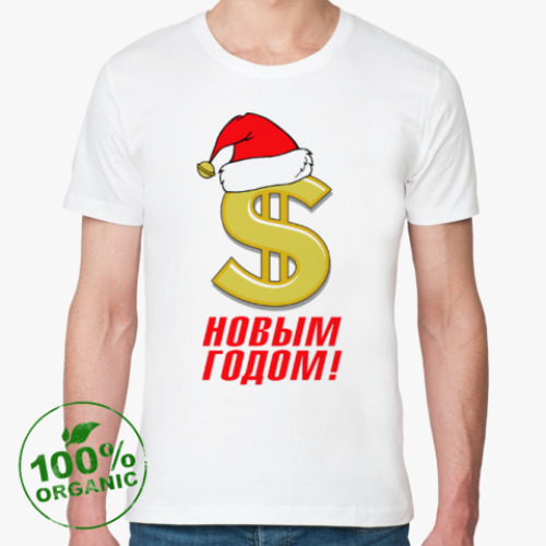 Футболка из органик-хлопка с принтом С Новым Годом! Доллар