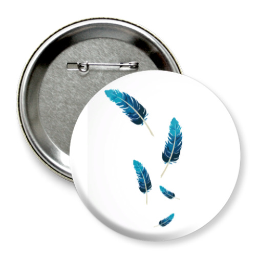 Значок 75мм с принтом Перья