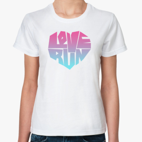 Классическая футболка Love run (pinkmajenta gradient)