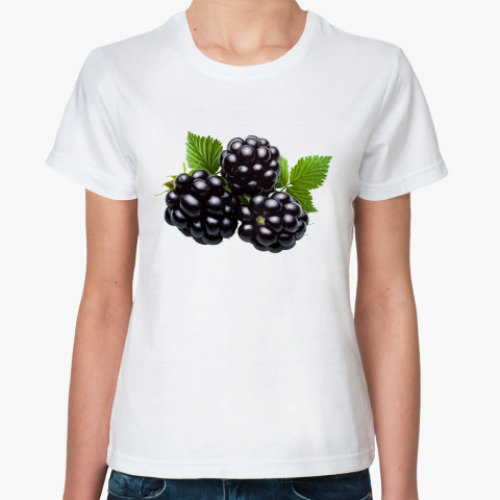 Классическая футболка с принтом Ягода ежевика