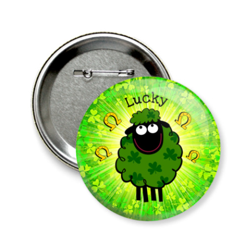 Значок 58мм с принтом Lucky