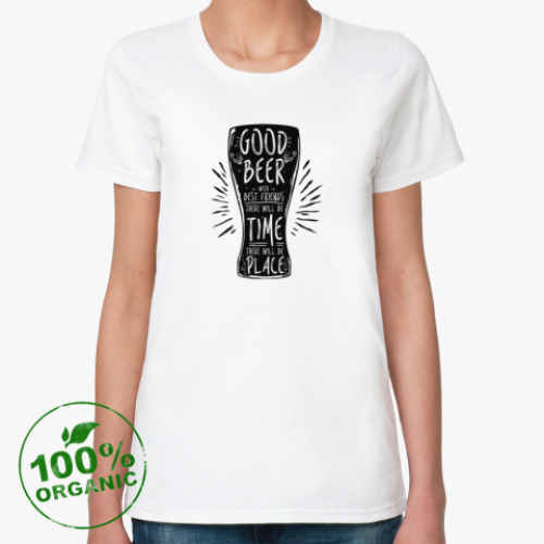 Женская футболка из органик-хлопка Весёлая кружка (funny mug)