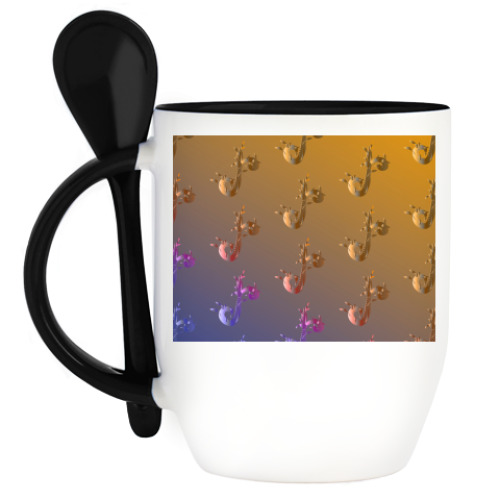 Кружка с ложкой с принтом Patterned background