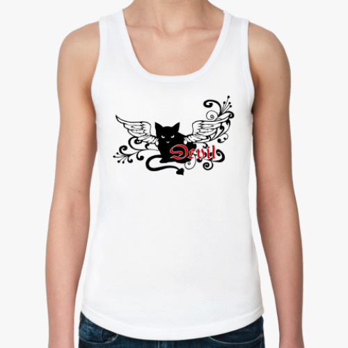 Женская майка с принтом Дьявольский котик