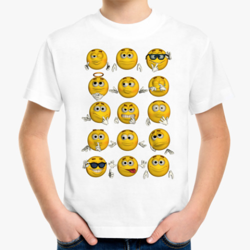 Детская футболка с принтом Смайлики