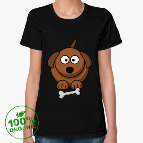 Женская футболка из органик-хлопка Собачка с косточкой