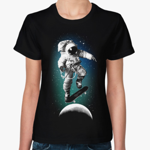 Женская футболка Astronaut on skateboard