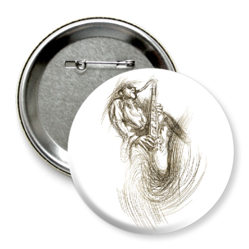 Значок 75мм с принтом Джазмен